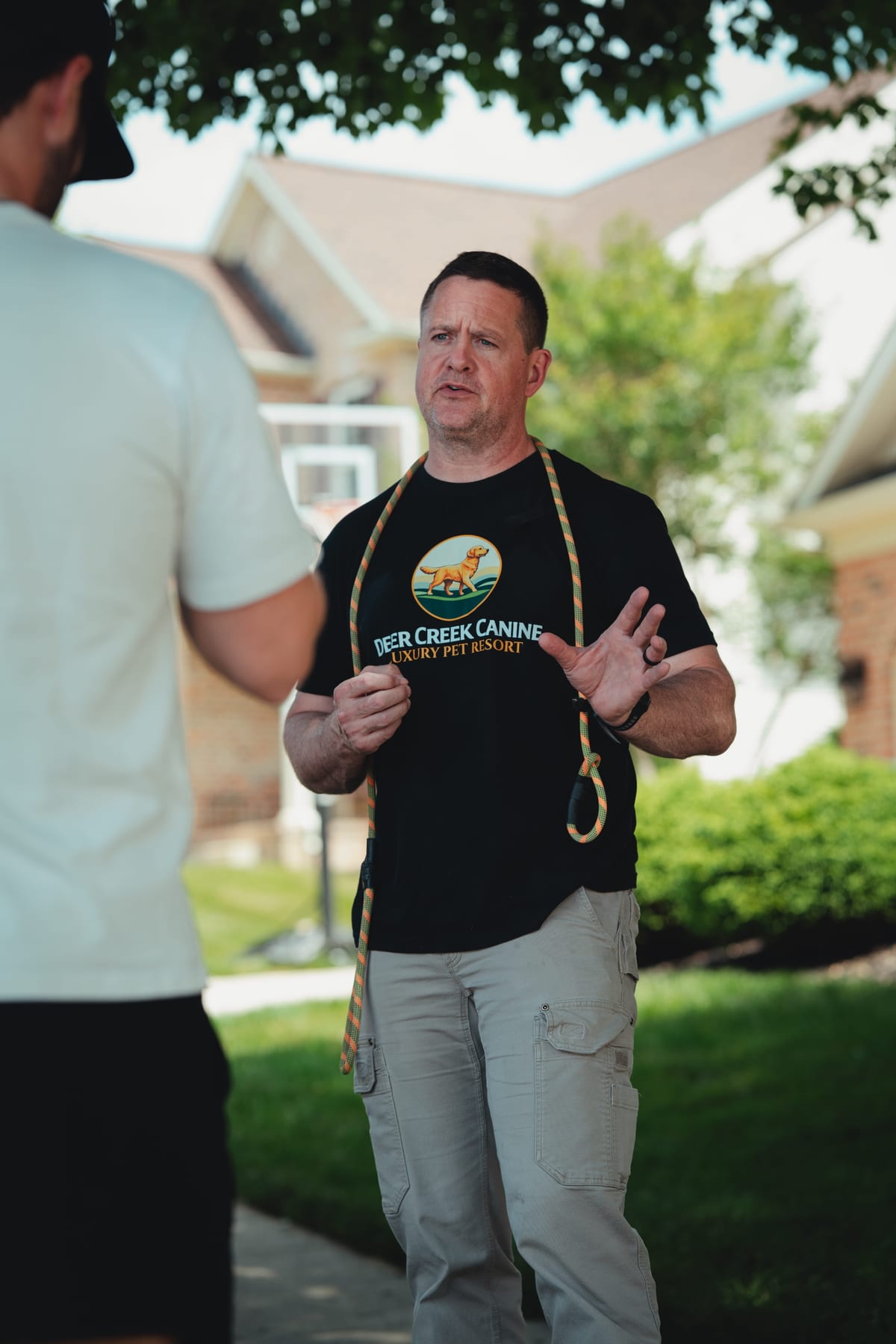 Deer Creek owner Matt talking through a dog’s training plan