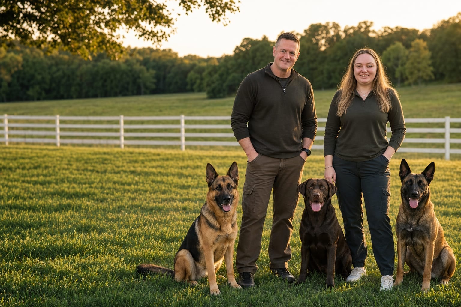 Owners Matt and Tracey at the Deer Creek Canine 23-acre property
