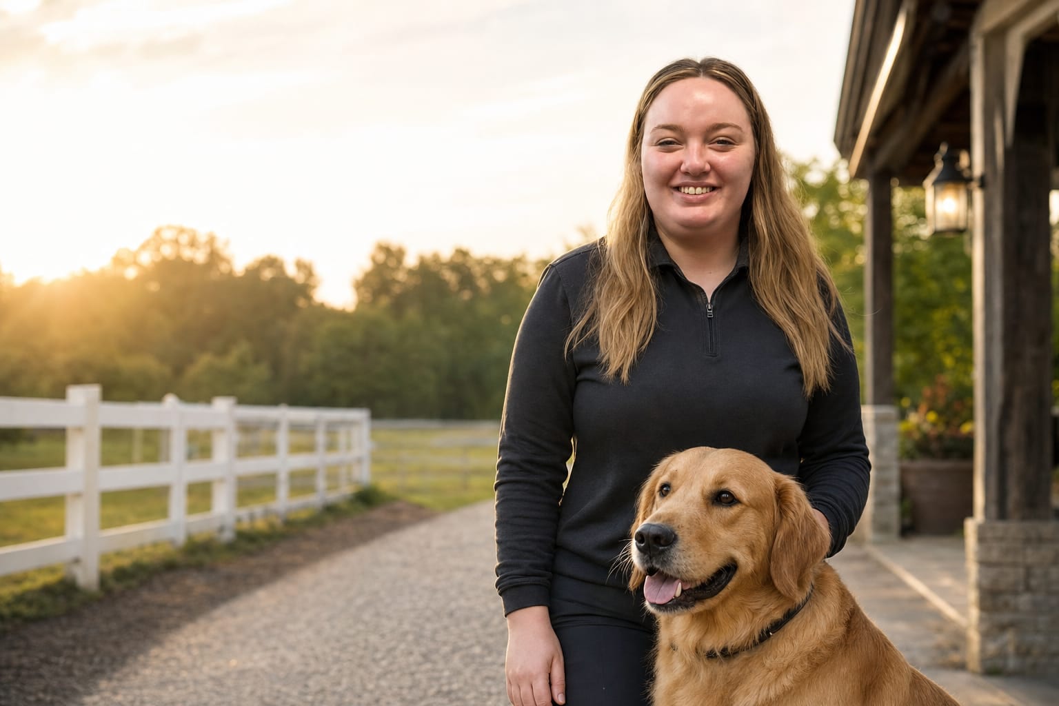 Deer Creek trainer with a guest dog at the Bel Air resort